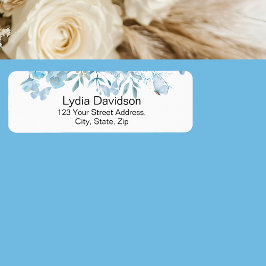 Returadress för blå Blommigt Etikett