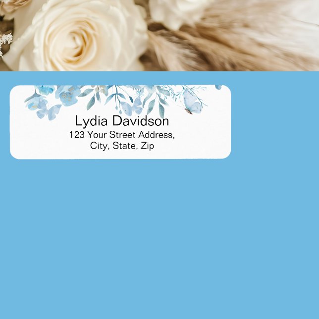 Returadress för blå Blommigt Etikett (Skapare uppladdad)