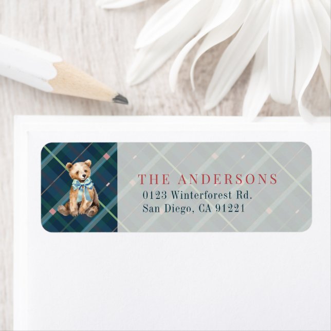 Returadress för blå Nalle i marktäckningsgrad Returadress Etikett (Insitu)