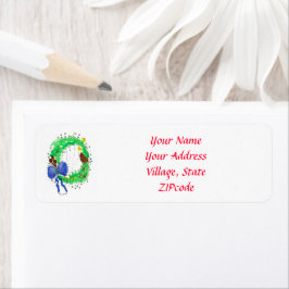 Returadress för blått band jul returadress etikett