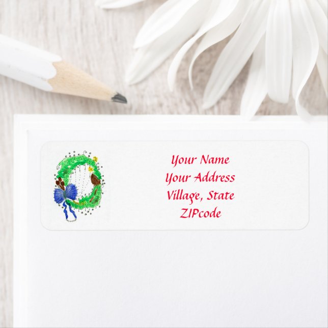 Returadress för blått band jul returadress etikett (Insitu)