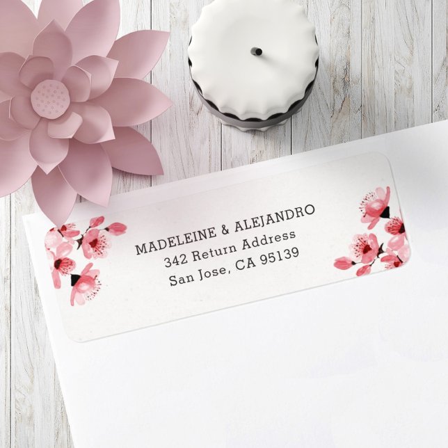returadress för blommigt av elegant av körsbärsblo returadress etikett (Skapare uppladdad)