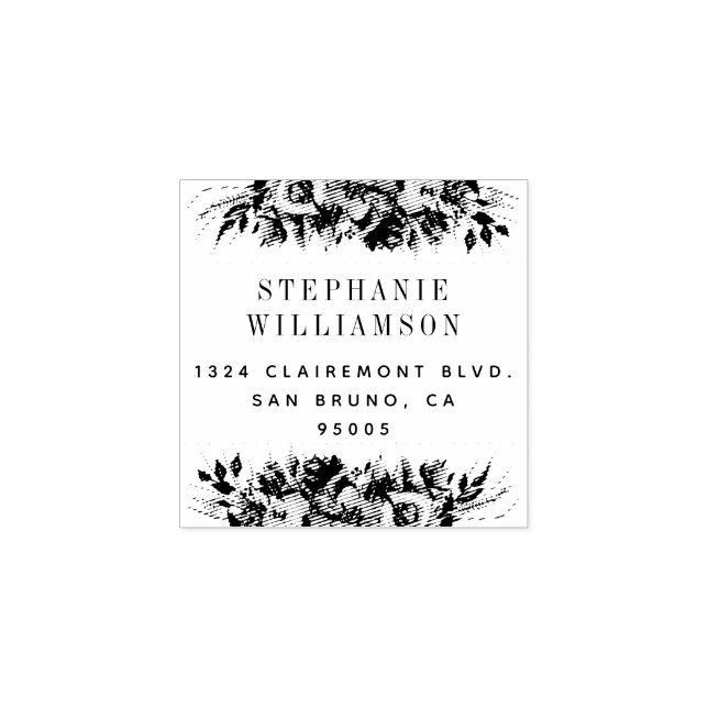 Returadress för Blommigt av elegant Typografi Stämpel (Tryck)