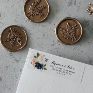 Returadress för Blommigt av för elegant Vintergra Etikett