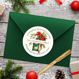 Returadress för Blommigt av Helgdag i julbrevlåda Runt Klistermärke