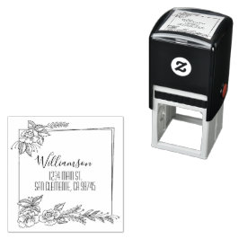 Returadress för blommigt-familjen självfärgande stämpel