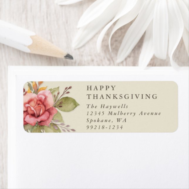 Returadress för blommigt-fel/Thanksgiving-meddelan Returadress Etikett (Insitu)