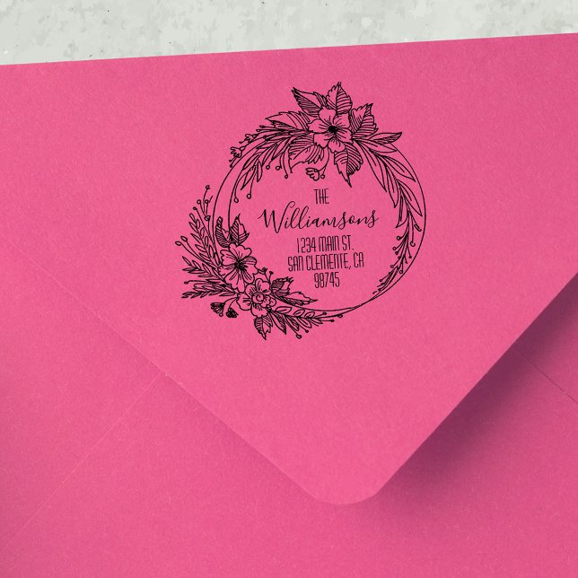 Returadress för blommigt WANScript-familj Stämpel (Skapare uppladdad)