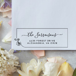 Returadress för Blommigten  i familjen Namn Callig Självfärgande Stämpel