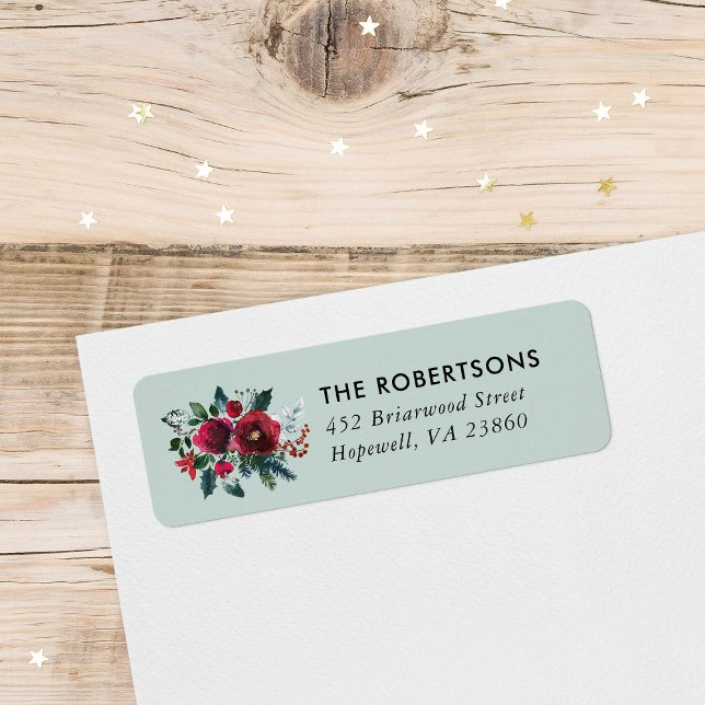 Returadress för Blommigtens Blommigt - jultid Returadress Etikett (Skapare uppladdad)