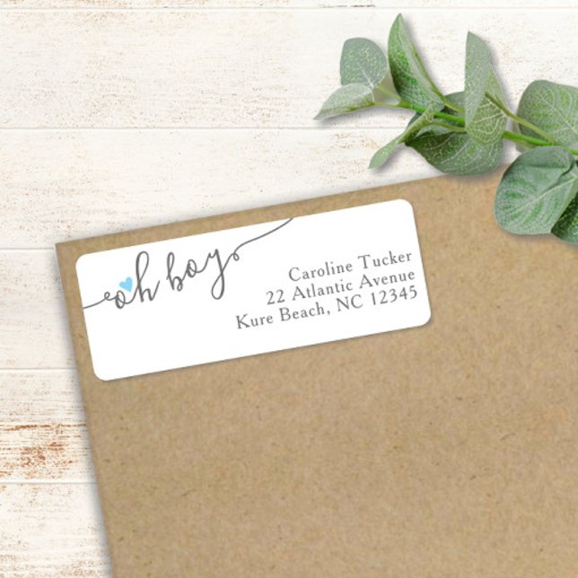 Returadress för Blue Heart Nyfödd bebis Boy Etikett (Skapare uppladdad)