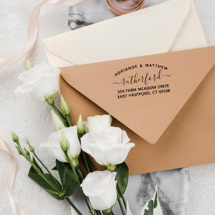 Returadress för böjd text- och skriptbeläggning självfärgande stämpel