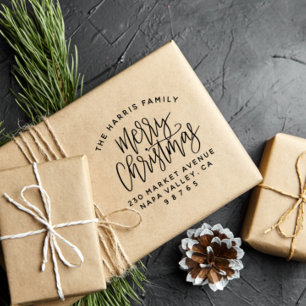 Returadress för böjd textfamilj i Namn Stämpel