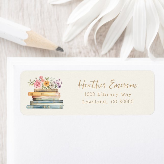 Returadress för boktema returadress etikett (Book Theme Return Address Label by Painted Paperie
)