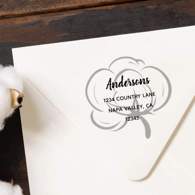 Returadress för bomullsrullning för blommigt självfärgande stämpel (Skapare uppladdad)