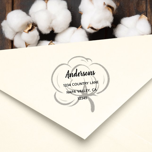 Returadress för bomullsrullning för blommigt stämpel (Skapare uppladdad)