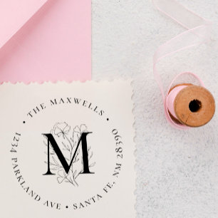 Returadress för botaniska monogramkretsar stämpel