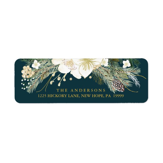Returadress för botaniskt julvatten etikett (Framsidan)