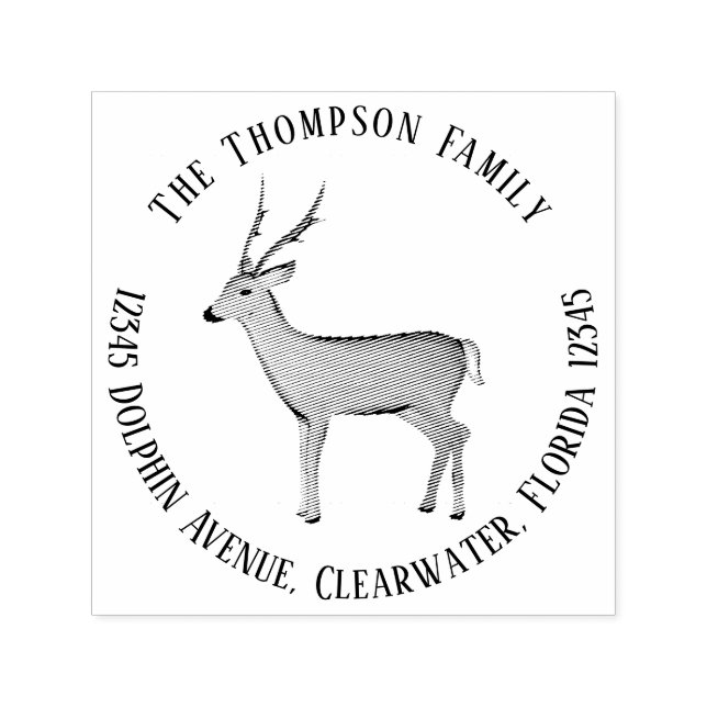 Returadress för botaniskt naturskog, Hjort Självfärgande Stämpel (Design)