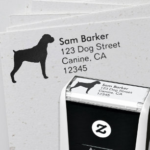 Returadress för boxarehundSilhouette - naturligt Självfärgande Stämpel