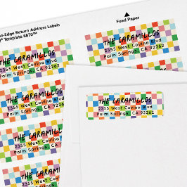 Returadress för Bright Colorful Checkerboard Etikett
