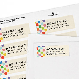 Returadress för Bright Colorful Checkerboard Etikett