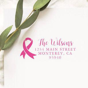 Returadress för bröstcancermedvetenhet självfärgande stämpel