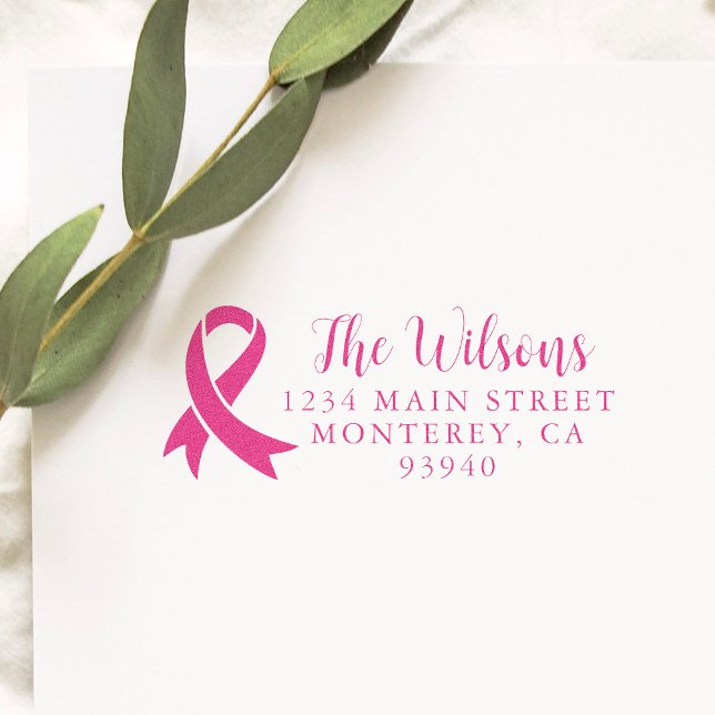Returadress för bröstcancermedvetenhet självfärgande stämpel (Skapare uppladdad)