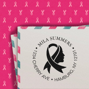 Returadress för bröstcancermedvetenhet självfärgande stämpel