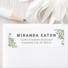 Returadress för budgeterade lyckade eukalyptus Löv Etikett