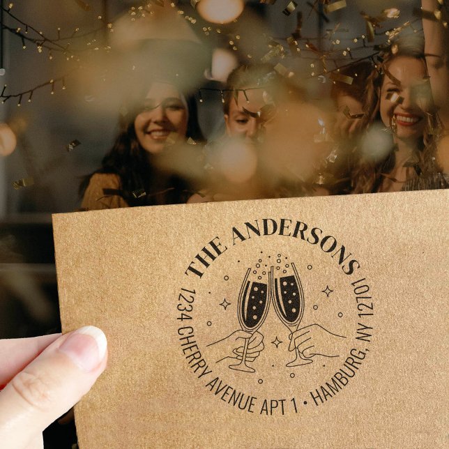 Returadress för champagnefirande-inbjudan stämpel (Skapare uppladdad)