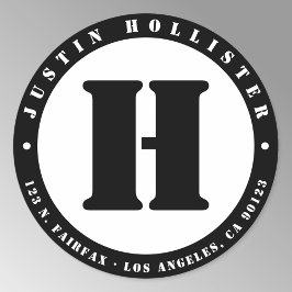 Returadress för coola av stencil-monogram runt klistermärke