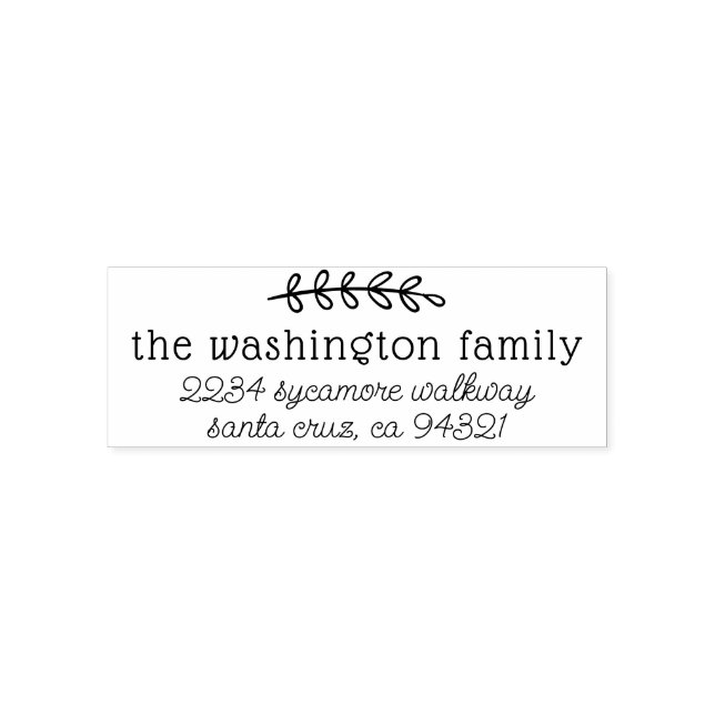 Returadress för Cute Script och Rustic Gren-familj Självfärgande Stämpel (Design)