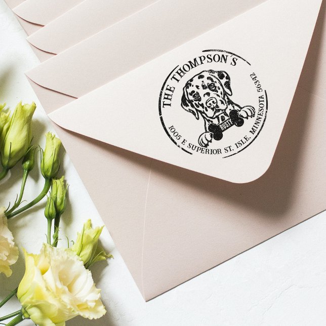 Returadress för Dalmatien Anpassningsbar Family Stämpel (Skapare uppladdad)