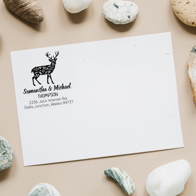 Returadress för dekorativ Hjort Stämpel (Skapare uppladdad)