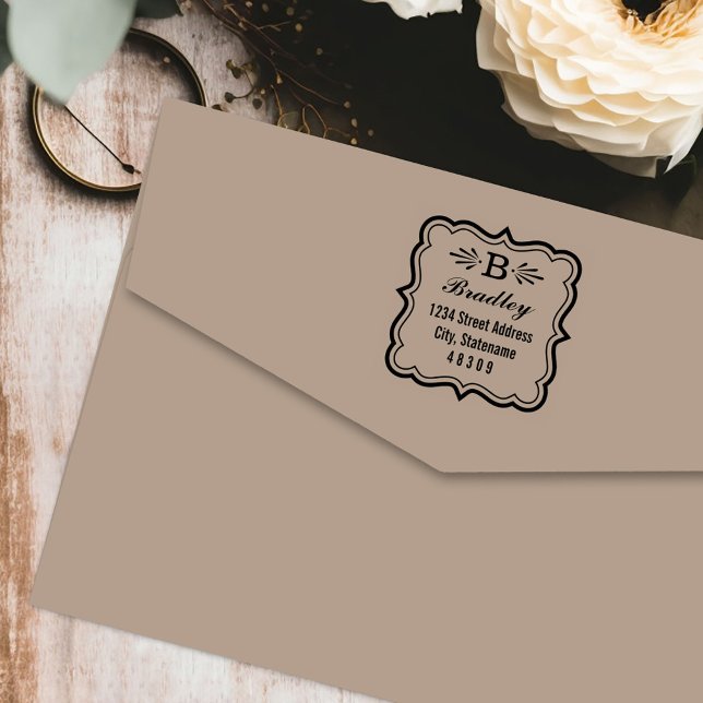 Returadress för dekorativ parentes Ram Monogram Självfärgande Stämpel (Skapare uppladdad)