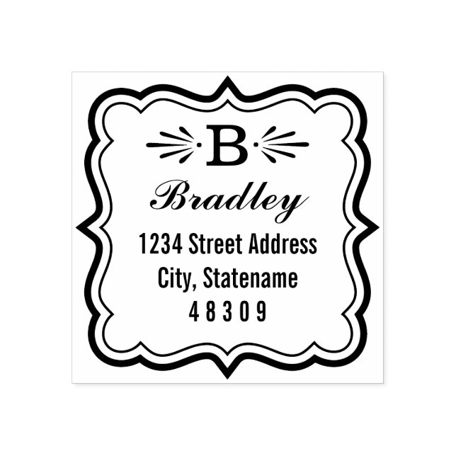 Returadress för dekorativ parentes Ram Monogram Stämpel (Tryck)