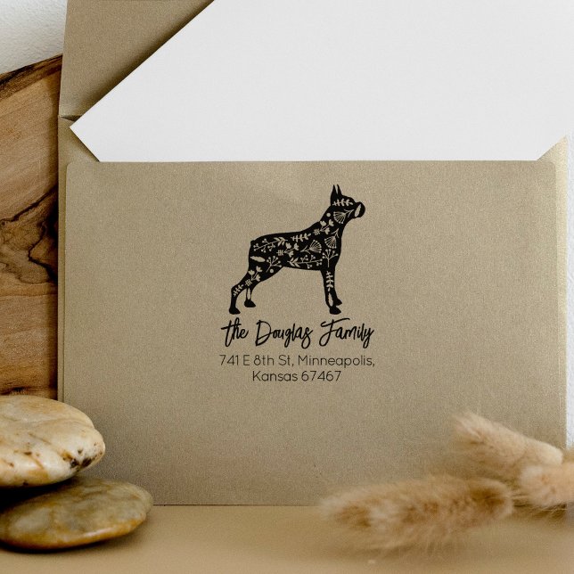 Returadress för dekorerad Boxer-familj Stämpel (Skapare uppladdad)