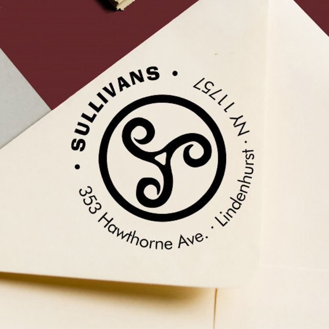 Returadress för den fetstilta tredubbla familjen S Självfärgande Stämpel (Skapare uppladdad)