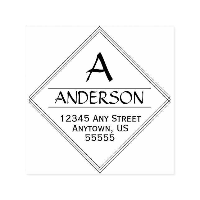 Returadress för diamantform Kalligrafi Självfärgande Stämpel (Design)