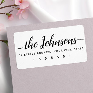 Returadress för efternamn för cute calligraphy-skr adressetikett