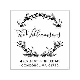 Returadress för eget namn på rustiska julfransar självfärgande stämpel