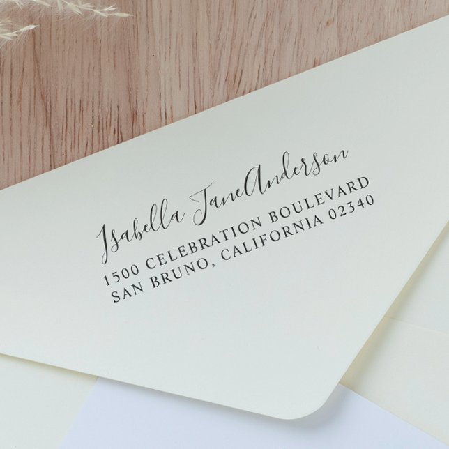 Returadress för elegant Namn & Anpassningsbar Stämpel (Rubber Stamp Mock-up)