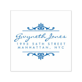 Returadress för elegant-skript och Snyggt-ornament Självfärgande Stämpel