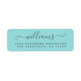 Returadress för elegant-skriptturkos-familj etikett