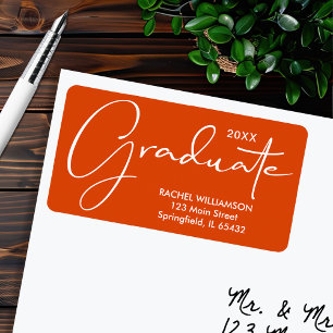 Returadress för Elegant studenten   Orange Adressetikett