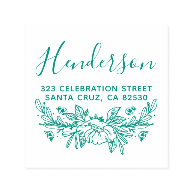 Returadress för enkel botanisk utandningsskript i  självfärgande stämpel (Design)