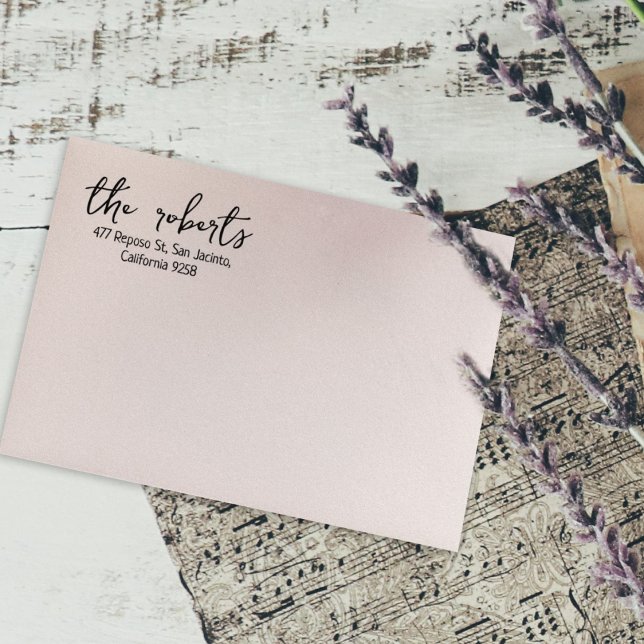 Returadress för enkel calligrafi-bokstavering stämpel (Skapare uppladdad)