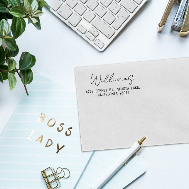 Returadress för enkel calligrafi-bokstavering stämpel (Skapare uppladdad)