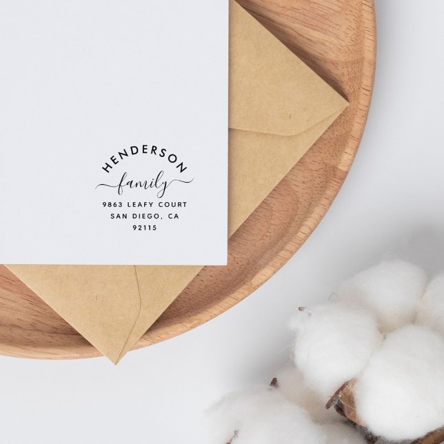 Returadress för enkel elegant-skript i familjen självfärgande stämpel (Skapare uppladdad)